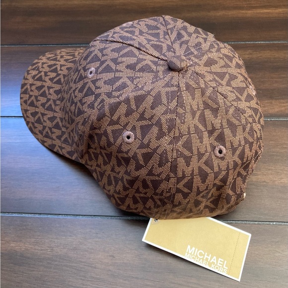 NEW Michael Kors MK Logo Print Baseball Cap Hat Brown NWT - Picture 3 of 8